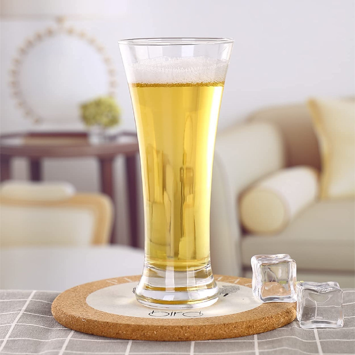 Premium Juice & Beer Glass, Pilsner Highball Glasses Heavy Base Tall Bar Glass Drinking Glasses for Water, Juice, Beer, Wine, and Cocktails Beer Glass Transparent 275 ML Set of 6