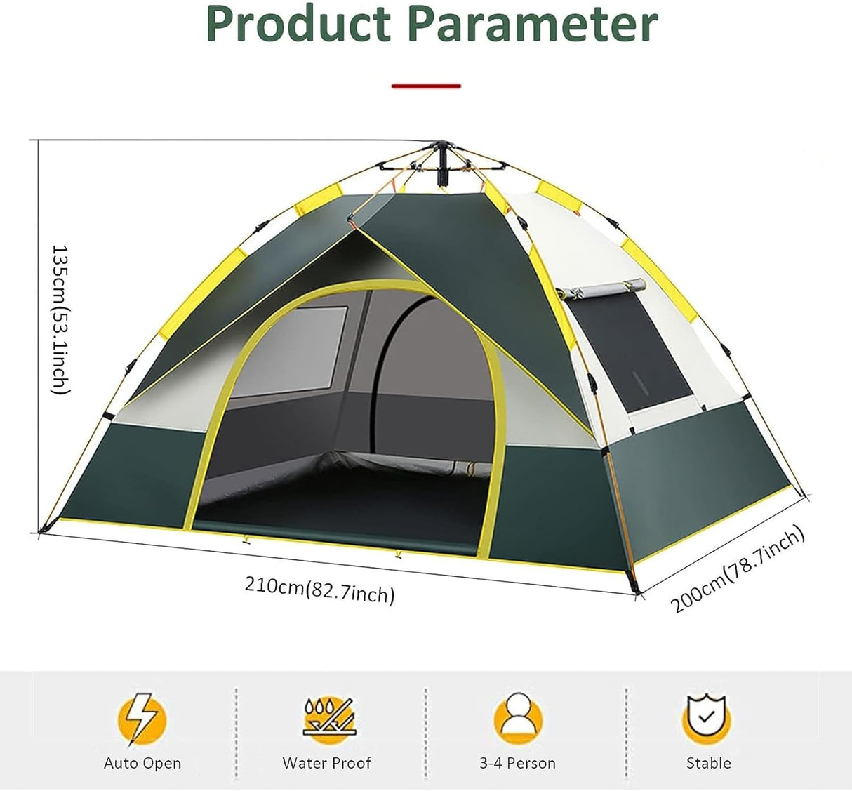 Tents for Camping,3-4 Person Camping Dome Tent, Easy to Set Up, Lightweight Camping Tent, Portable Camping Tent for Outdoor and Backpacking