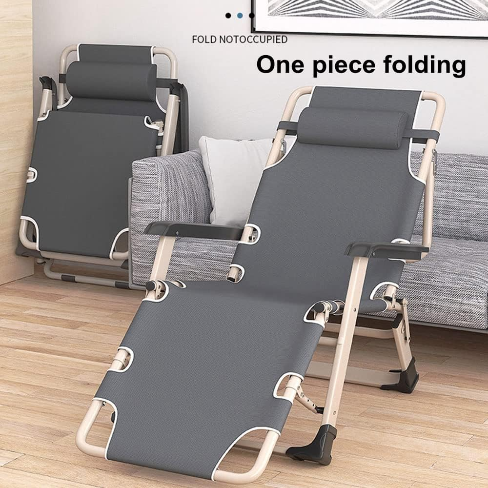 Portable Folding Recliner,Lounge Chair,Outdoor Camping Folding Deck Chair,Household Leisure Noon Break Chair,180 ° Adjustment