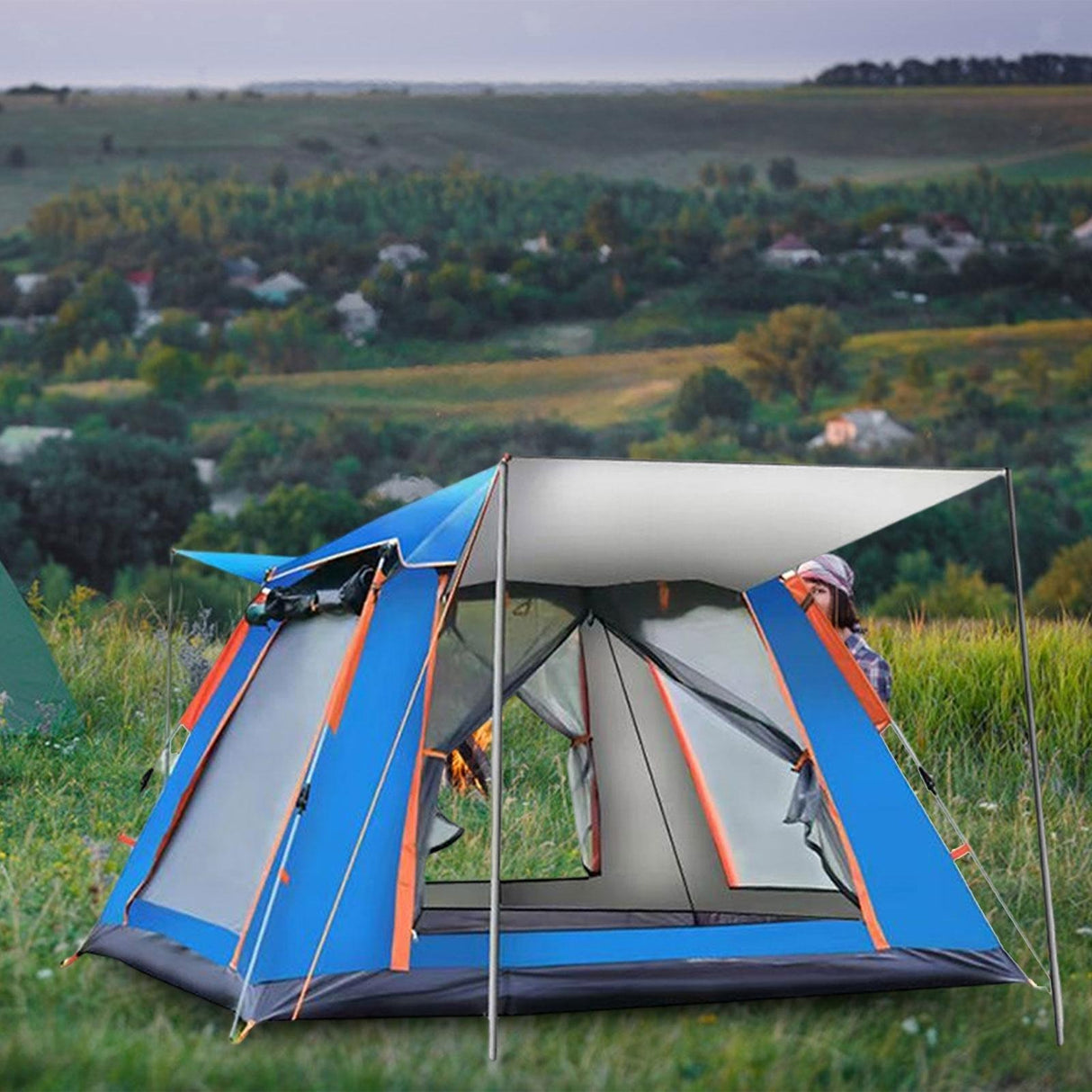 Instant Automatic Camping Tent Sun Protection with Cabin Tent 3-4 person