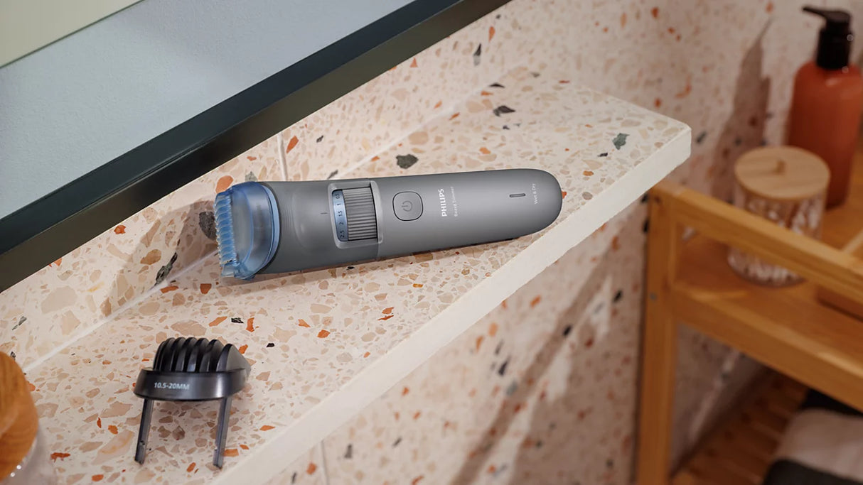 Philips 3000 Series Beard Trimmer - Rounded Tip Blades, 20 Length Settings, 0.5mm Precision Steps, 100% Waterproof