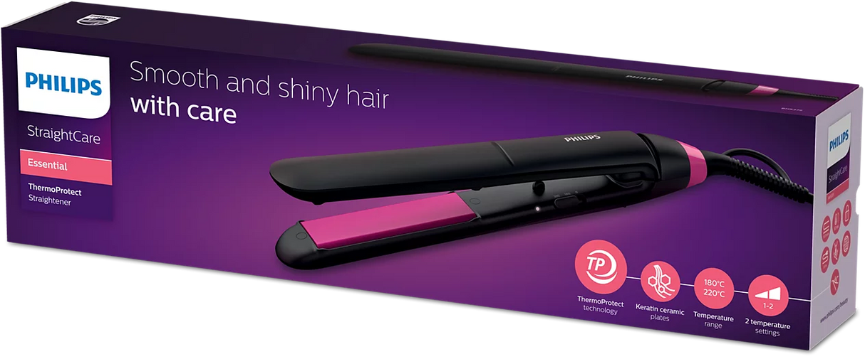 Philips ThermoProtect Hair Straightener - Keratin-Infused Plates, 2 Temperature Settings, Gentle Heat Styling
