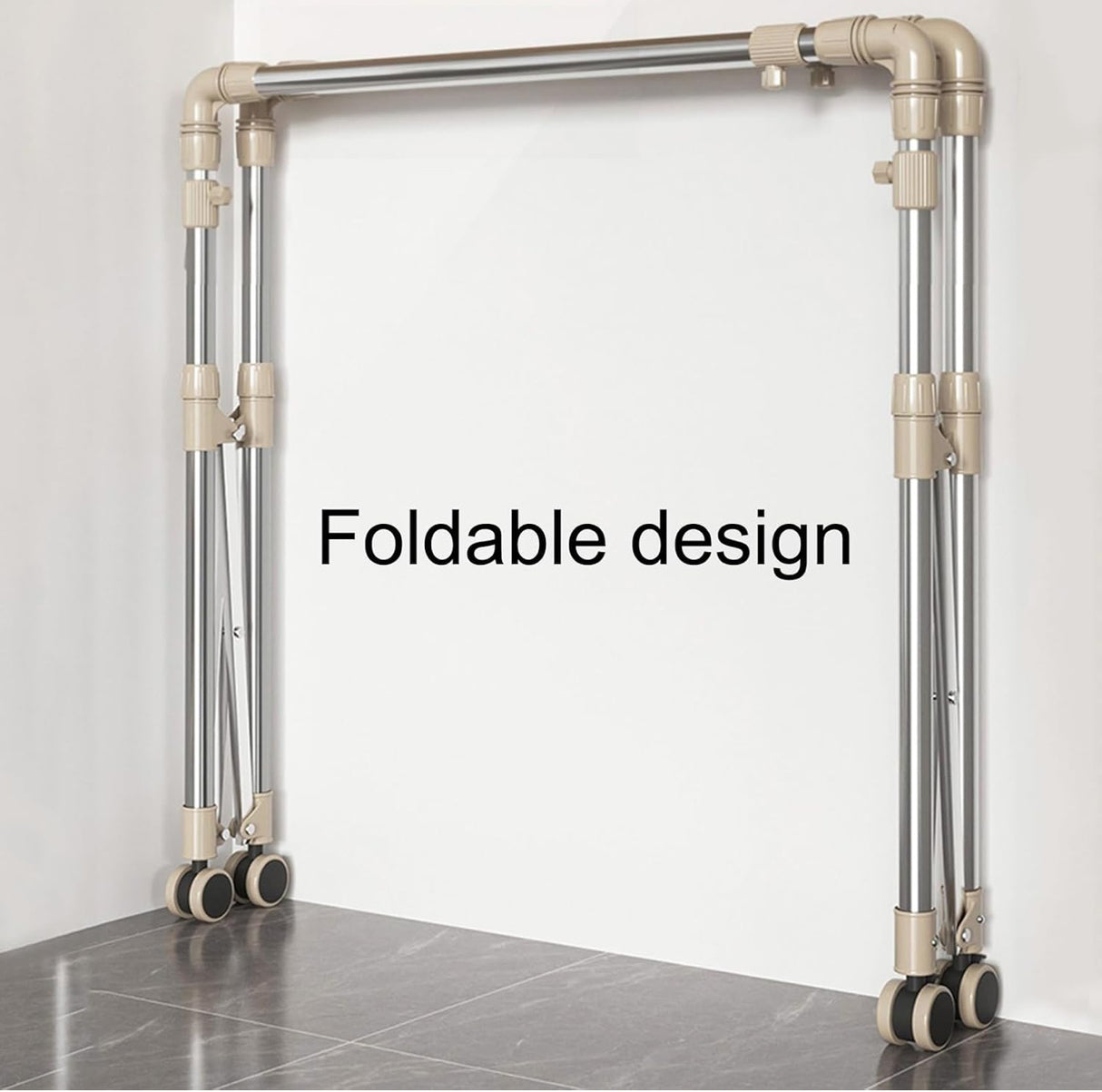 Stainless Steel Laundry Drying Rack With Castors, Extendable Clothing Dryer Rack, Foldable Portable Space Saving Clothes Drying Rack,,With Sock Tray Holder,Double Pole Drying Rack