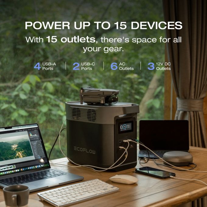 EcoFlow DELTA 2 Portable Power Station – 1024Wh LiFePO4 Battery, 1800W AC Output, Expandable Solar Generator for Home Backup