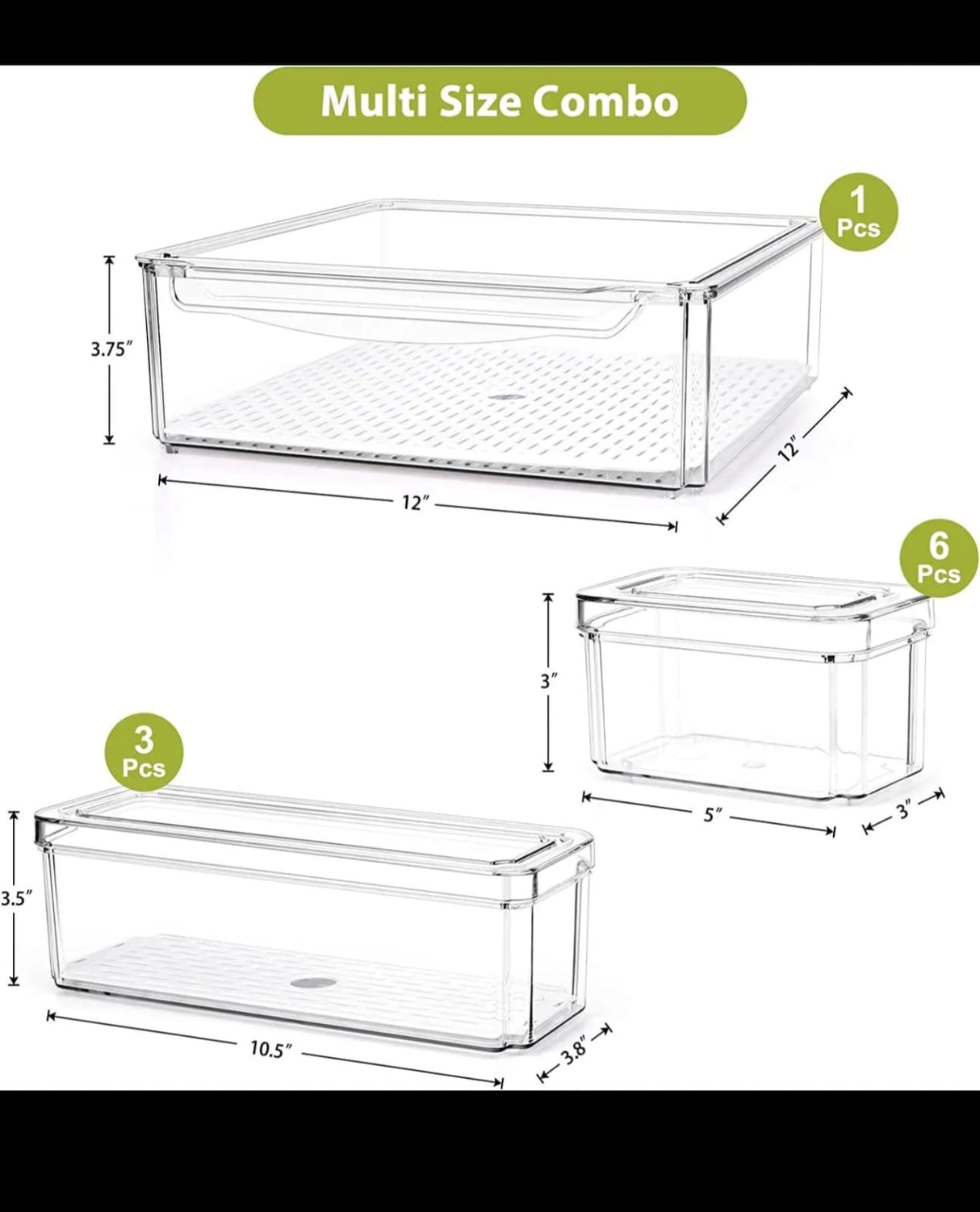 10pc Stackable Fridge Organizer Set – Pull-Out Drawers & Vented Produce Storage Boxes Kenya