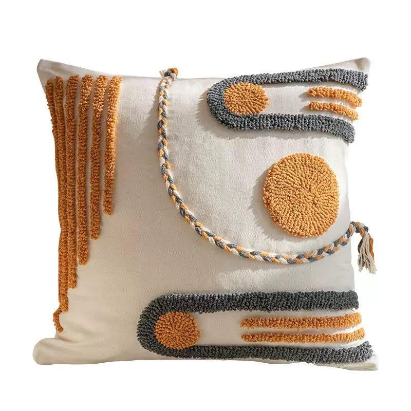Boho Cotton Woven Pillowcases 45x45cm | Tufted Tassel Cushion Cover for Sofa Decor