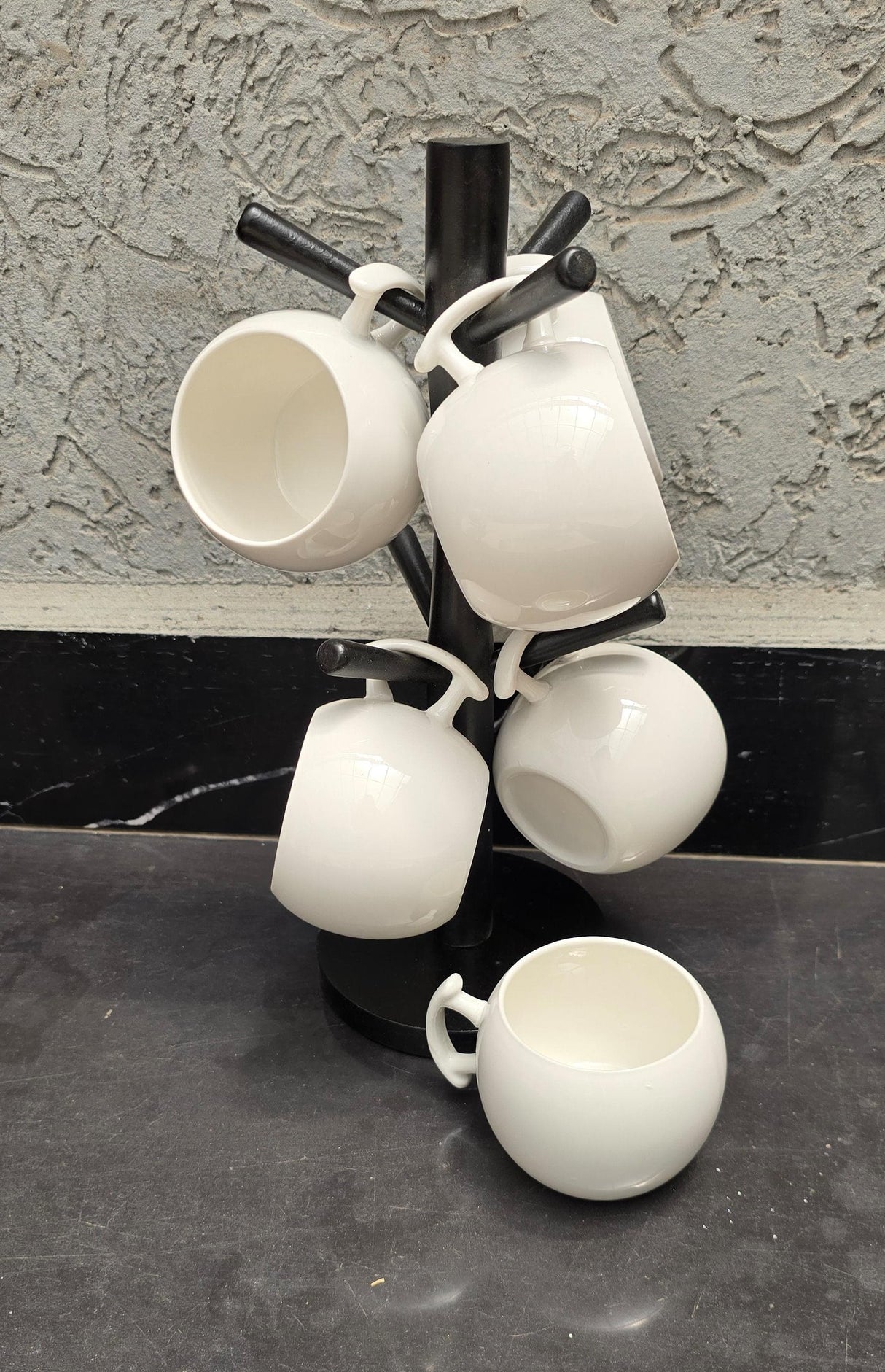 6pc Unique Cappuccino Cups with Bamboo Stand