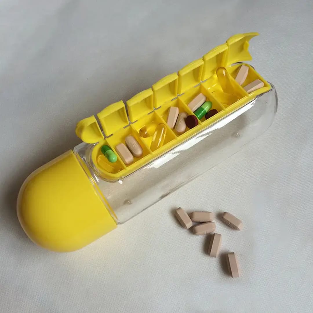 7-Day Pill Organizer Water Bottle