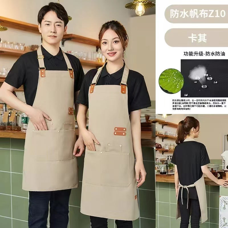 Canvas Chef Apron Cross Back Apron for Men and Women with Adjustable Straps and Large Pockets Canvas Apron