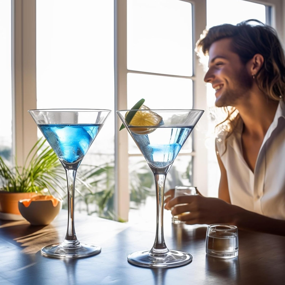 Martini Glasses Set of 6 Hand-Blown Crystal Cocktail Goblets (190ml)