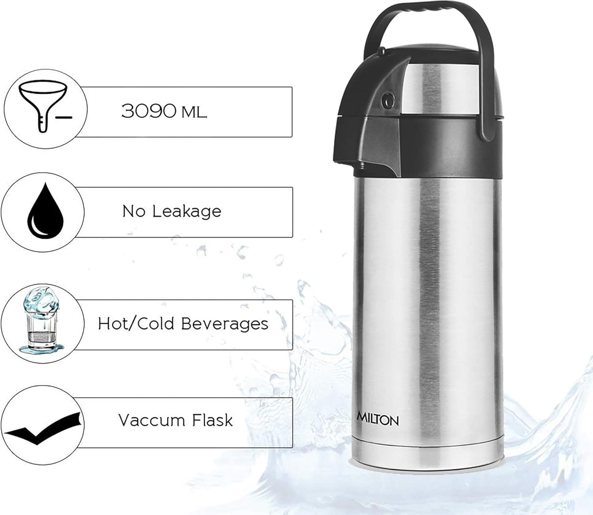 Milton Stainless Steel Beverage Dispenser Vacuum Insulated Tea & Coffee Server Vacuum Flask