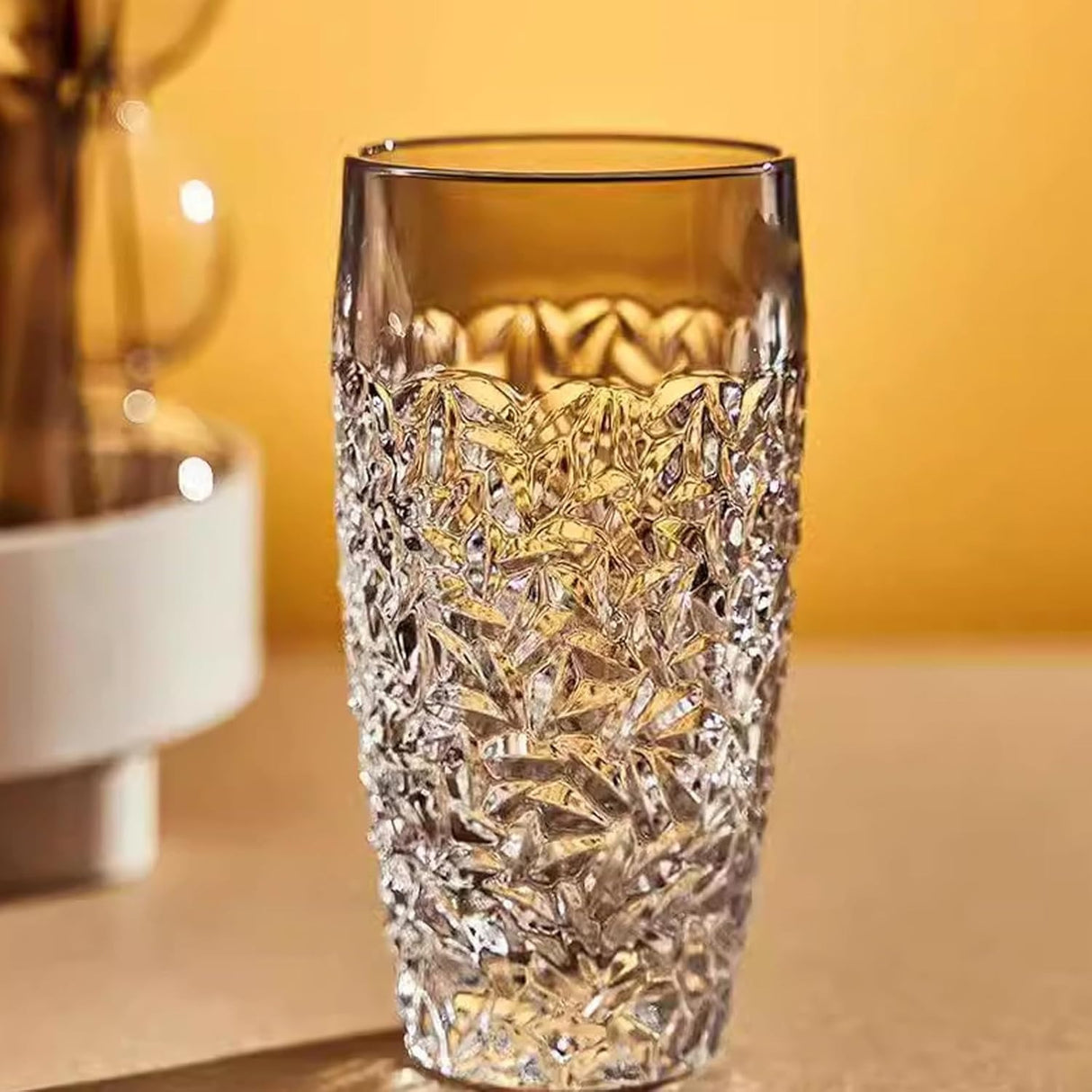 Set of 6 Luxury Highball Glasses – 12oz Cut-Glass Water & Cocktail Drinking Cups