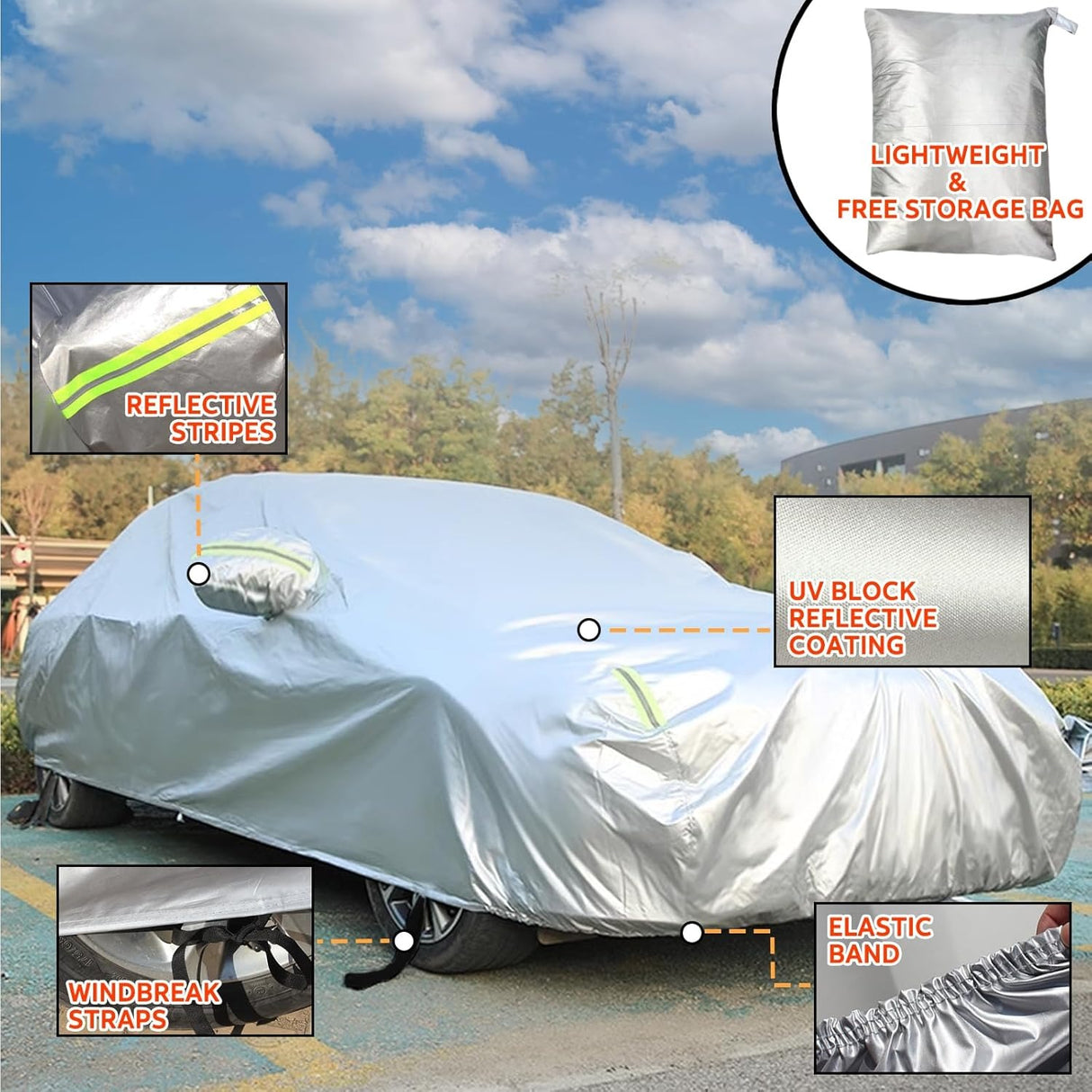 Car Cover Heavy Duty Waterproof Full Car Cover All Weather Protection Outdoor Indoor Use UV Dustproof