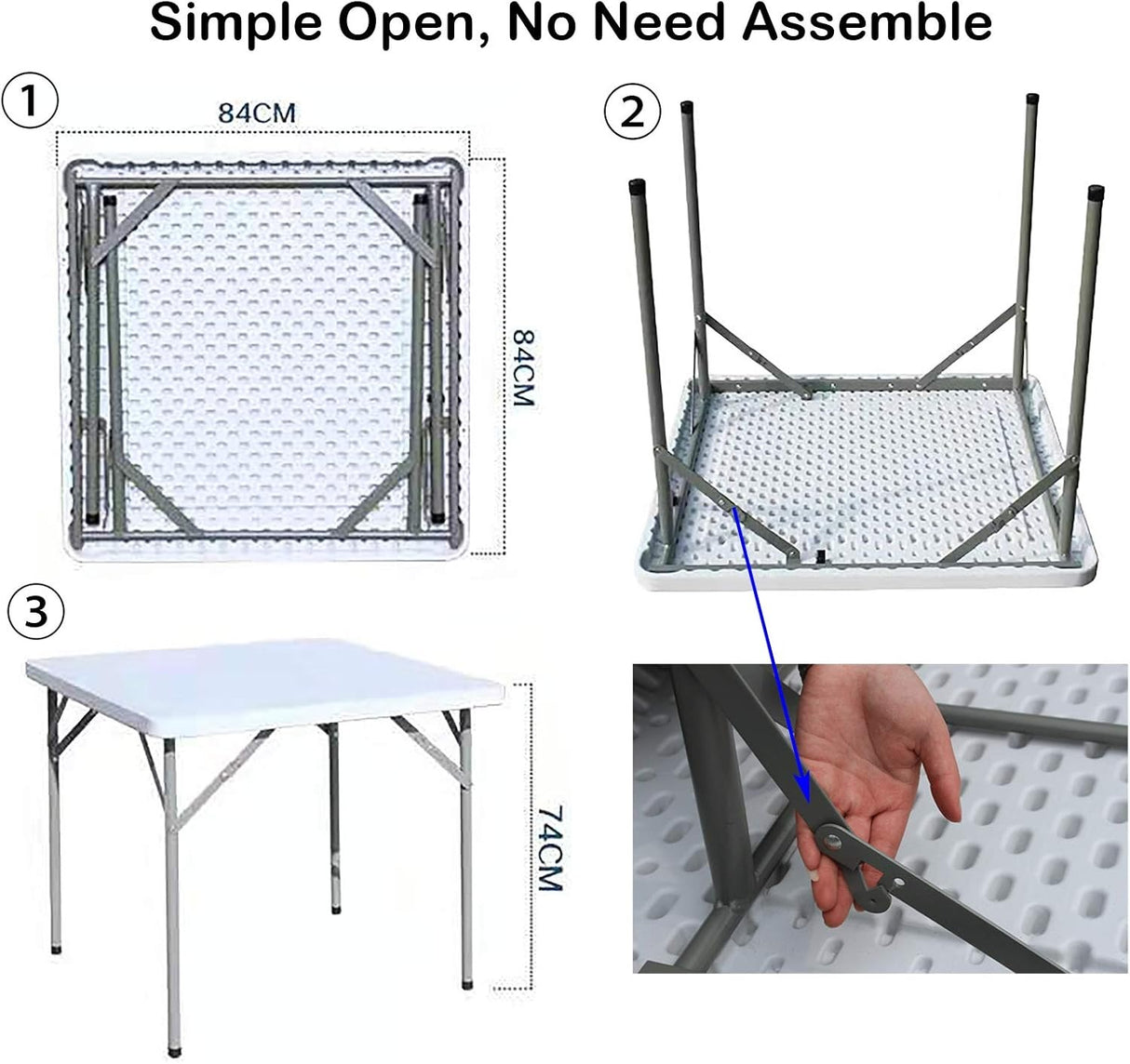 Heavy Duty Plastic Folding Table White Sturdy Collapsible Table for Game Parties, BBQ, Kitchen, Garden, Wedding & Outdoor Events Indoor/Outdoor Use