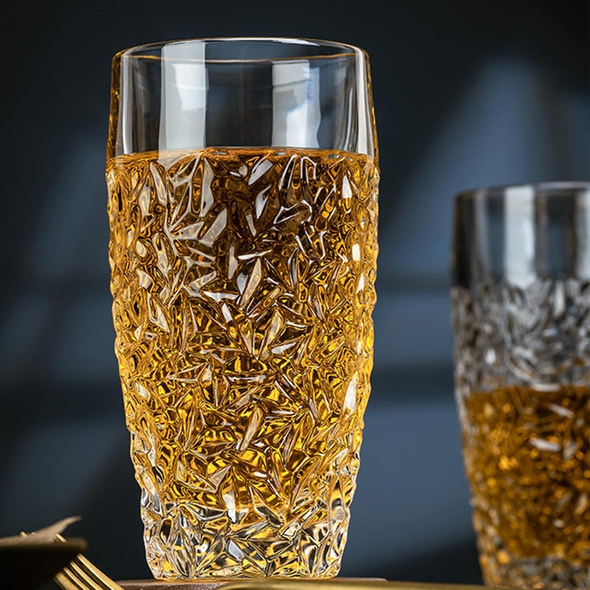 Set of 6 Luxury Highball Glasses – 12oz Cut-Glass Water & Cocktail Drinking Cups