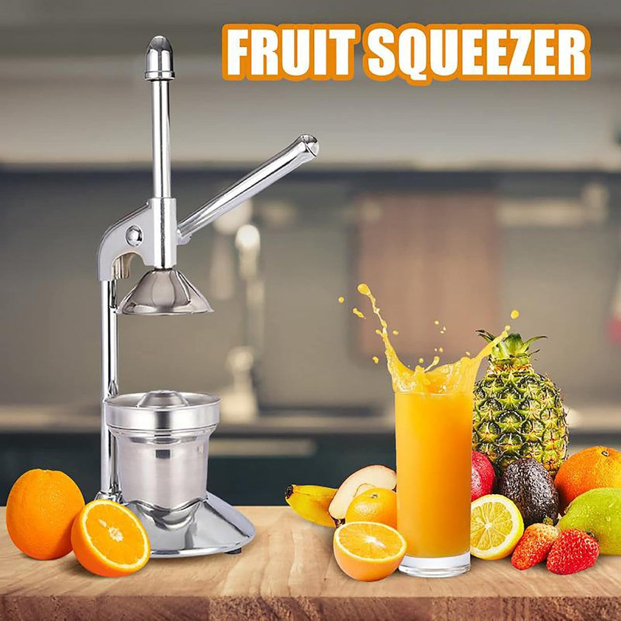 Stainless Steel Citrus Hand Juicer, Hand Press Manual Juicer, Orange Juice Squeezer with Heavy Duty Lever-Arm for Lemon Lime Pomegranate Restaurant Kitchen