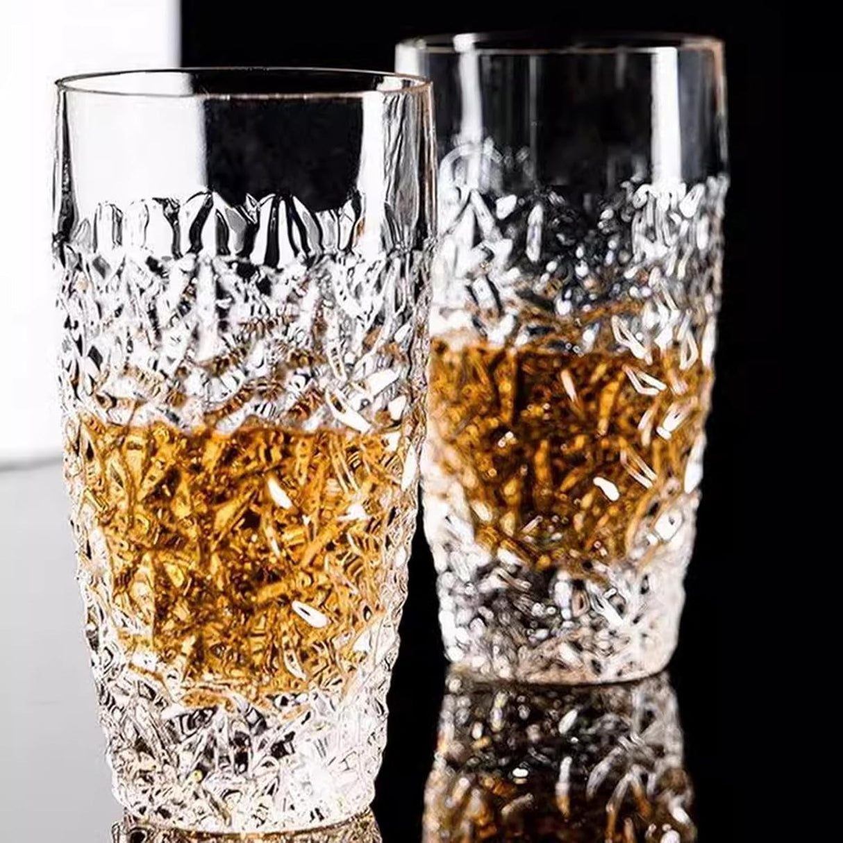 Set of 6 Luxury Highball Glasses – 12oz Cut-Glass Water & Cocktail Drinking Cups