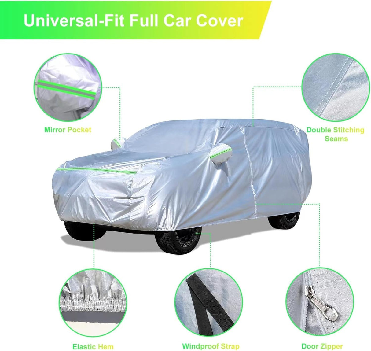 Premium SUV Car Cover (175–190 inches) – All-Weather Protection, Waterproof & Hail Resistant – Dupont Oxford Fabric with Door Zipper Sun, Dust & Rain Shield for Toyota, Subaru, Honda | Buy in Kenya