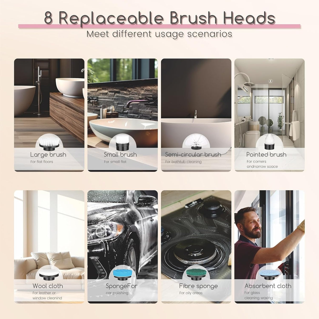 DSP Electric Spin Scrubber, IPX7 Waterproof, Adjustable Telescopic Pole Adjustable Angles, 3 speeds Electric Spin Brush for Cleaning Bathroom Tub Floor Tile Basin, LED Display