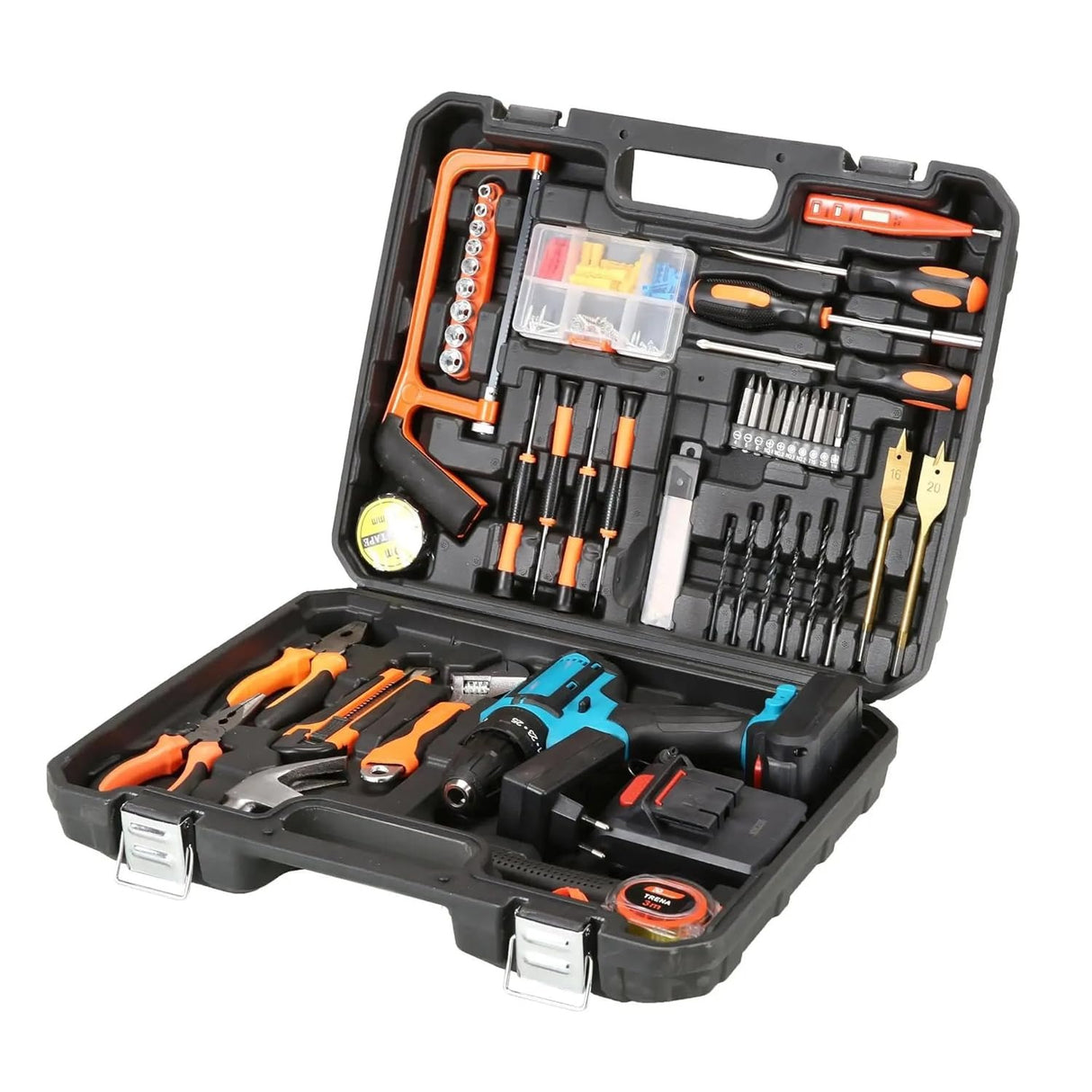 12V Cordless Drill Set Combo Kit,112 Pcs Tool Box Kit for Home,Tool Sets for Men, Basic Tool Kit with Power Drill, with Drill for Garden Office Home Repair Screwdriver Drill Tool Kits