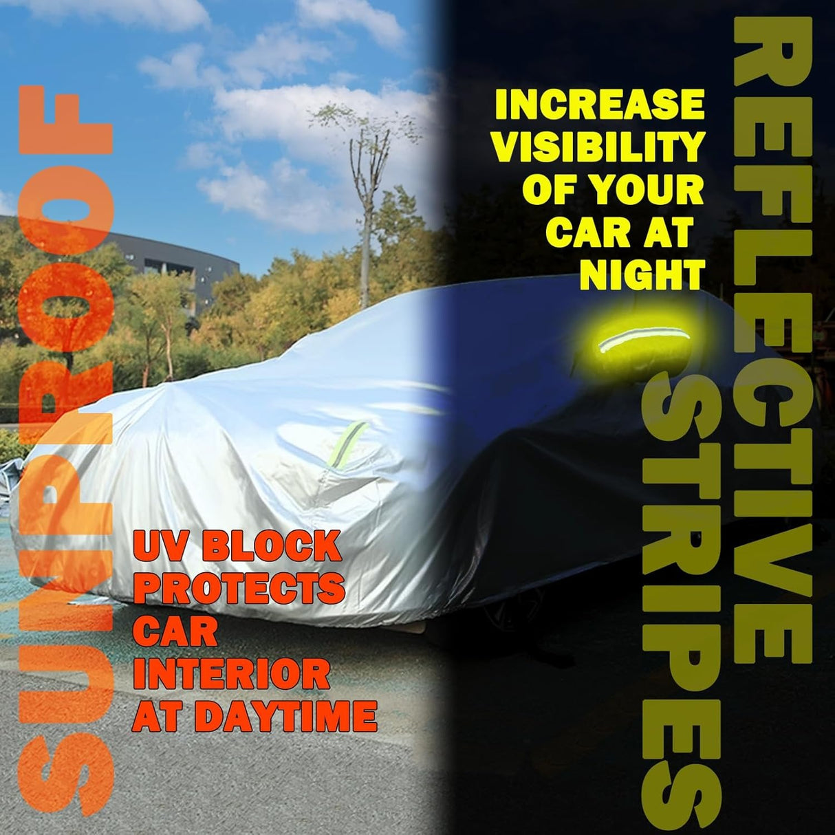 Car Cover Heavy Duty Waterproof Full Car Cover All Weather Protection Outdoor Indoor Use UV Dustproof