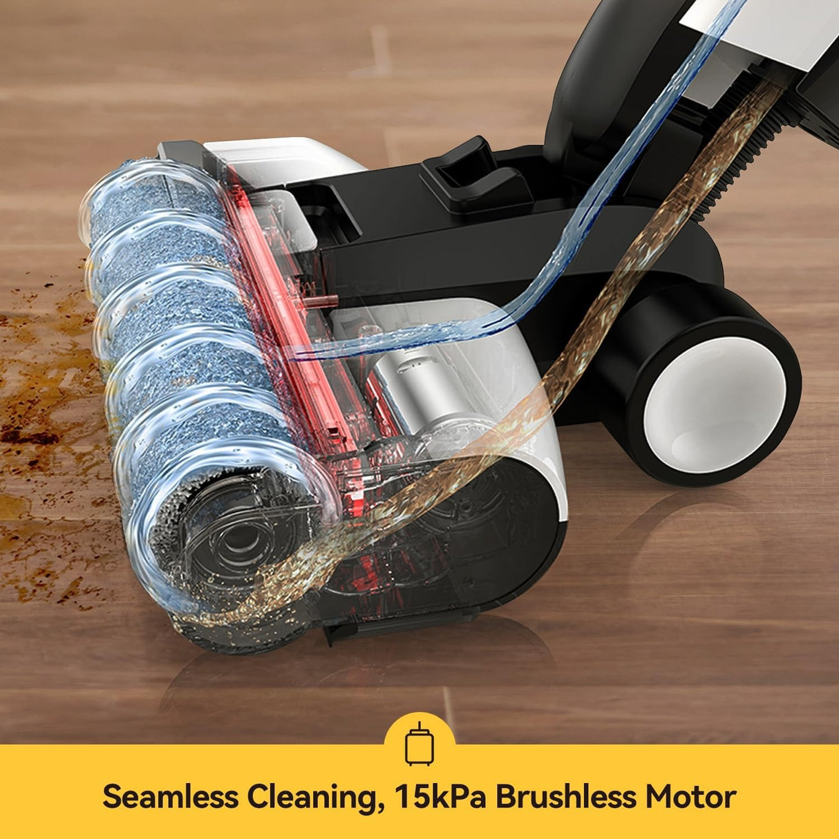 Deerma Wet Dry Vacuum Cleaners for Home, 180°Lie-Flat Cordless Vacuum Mop All in One with Voice Prompts Edge Cleaning Self-Cleaning Vac Mop for Hard Floors Sticky Messes and Pet Hair Quick Cleanups