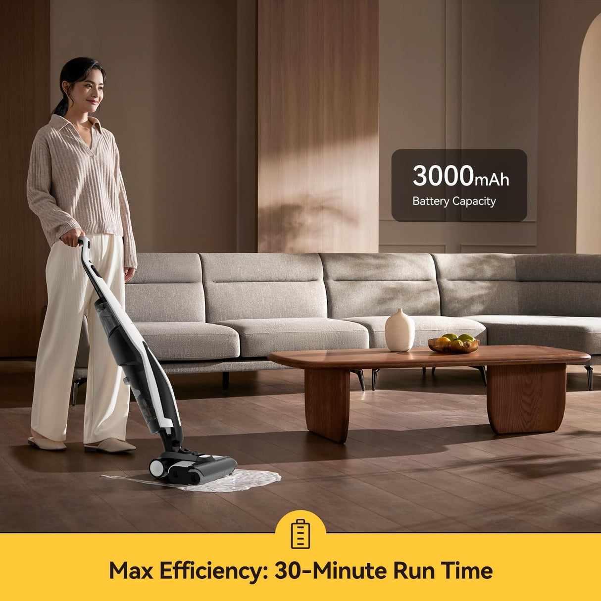 Deerma Wet Dry Vacuum Cleaners for Home, 180°Lie-Flat Cordless Vacuum Mop All in One with Voice Prompts Edge Cleaning Self-Cleaning Vac Mop for Hard Floors Sticky Messes and Pet Hair Quick Cleanups