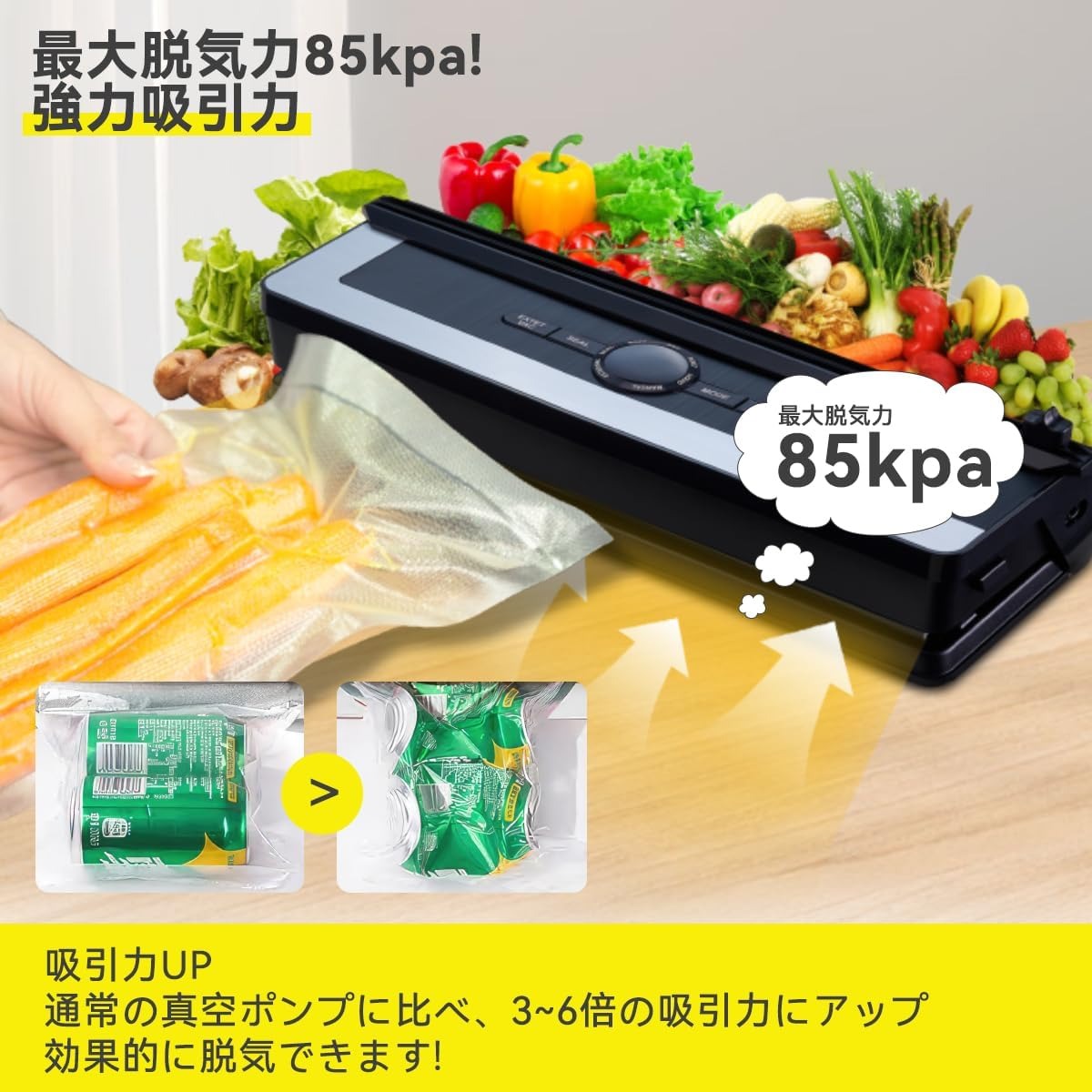 Vacuum Sealer Machine - 5 in 1 Food Vacuum Sealer Machine with Build-in Cutter Automatic Air Sealing System LED Indicator for Food Storage Dry and Moist Food Modes with 6Pcs Seal Bags Kit