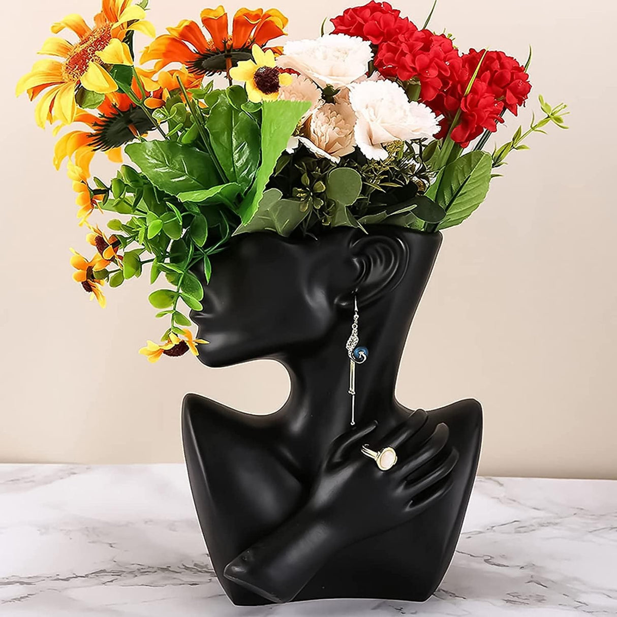 Creativity Face Vases Decoration Modern Vase Face Statue Ceramic Flower Pot