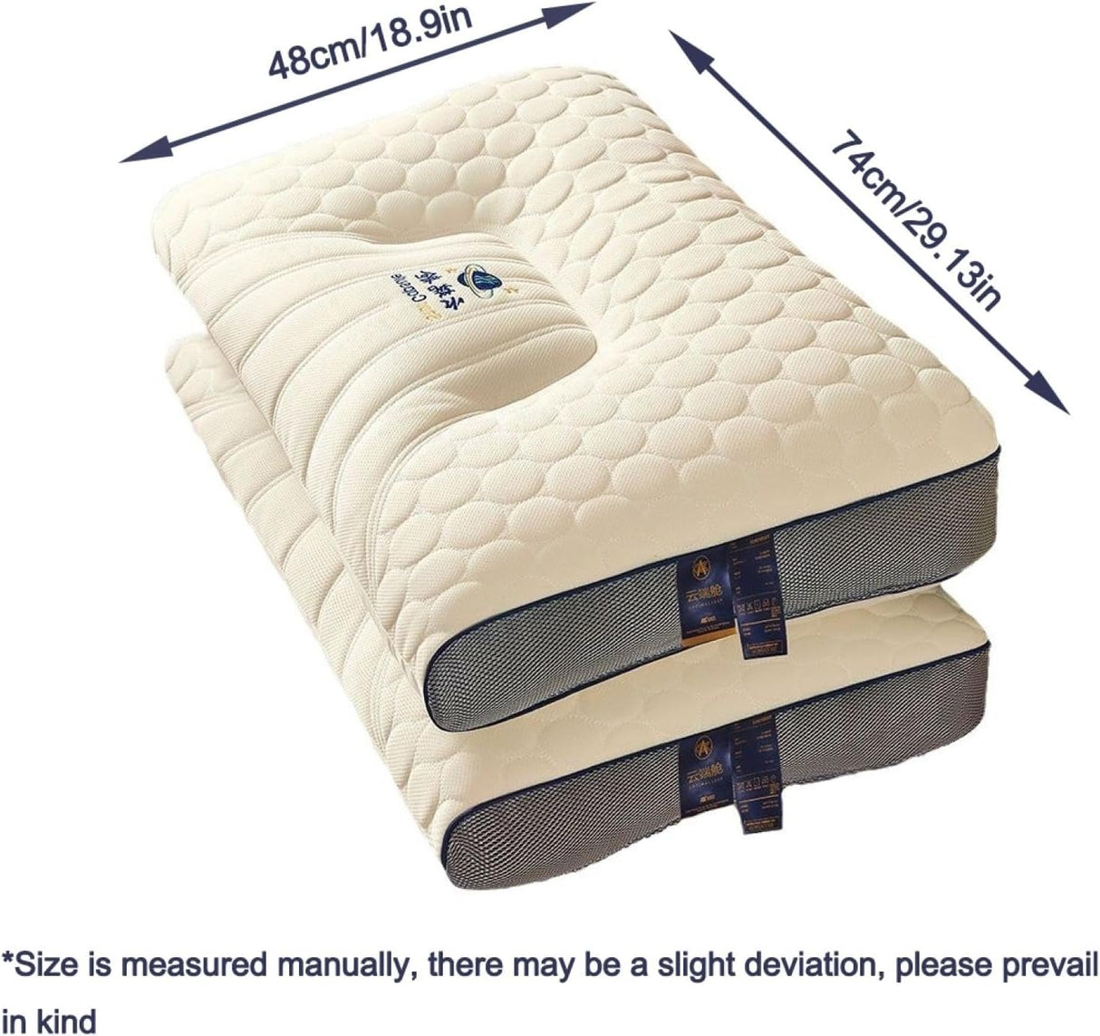 Cervical Pillow Memory Foam Neck Support Pillow with Natural Rubber Core – Ergonomic Single Bed Pillow for Side & Back Sleepers | Pain Relief