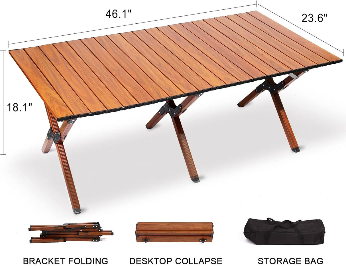 4ft Portable Picnic Table Foldable,47" Camping Tables That Fold Up Lightweight ,Roll Up Camp Table Folding