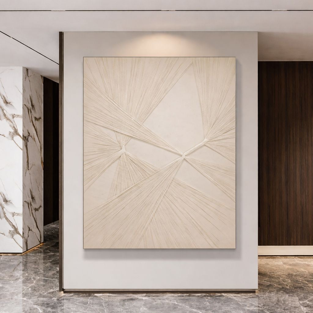 Large Geometric Textured Wall Art – Sculptural 3D Panel 102x142cm