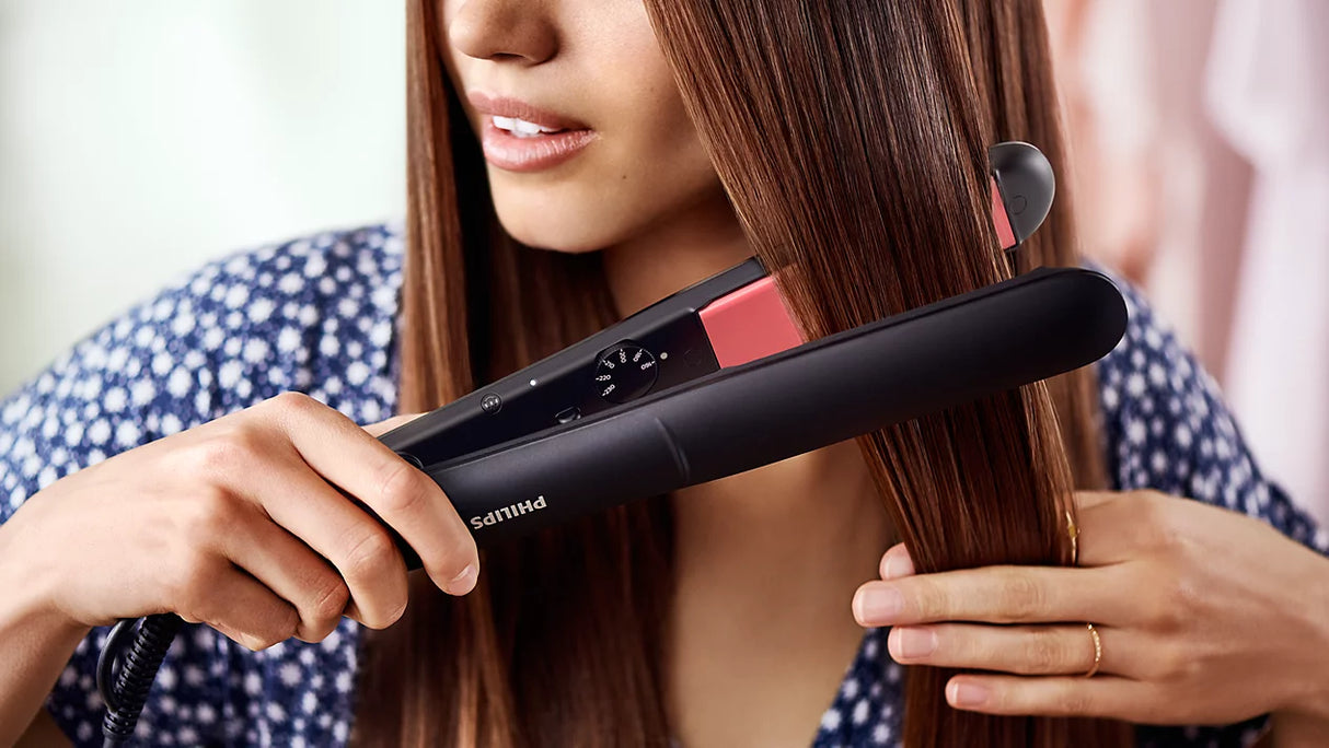 Philips StraightCare Essential ThermoProtect Straightener - Keratin-Infused 100mm Plates, 6 Settings, Auto Shut-Off