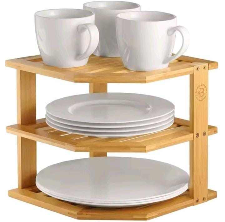 3-in-1 Bamboo Kitchen Corner Rack & Counter Organiser – Water Resistant