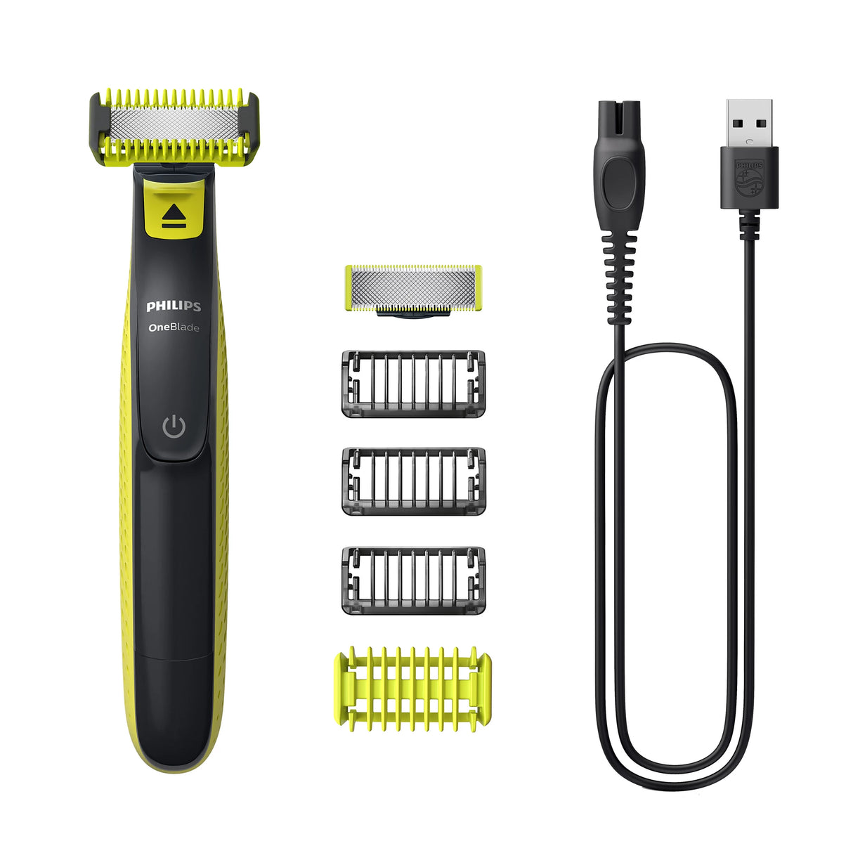 Philips OneBlade Face & Body Hybrid Shaver & Trimmer - 5-in-1 Comb, Body Comb, Skin Guard, Dual-Sided Blade, Wet & Dry