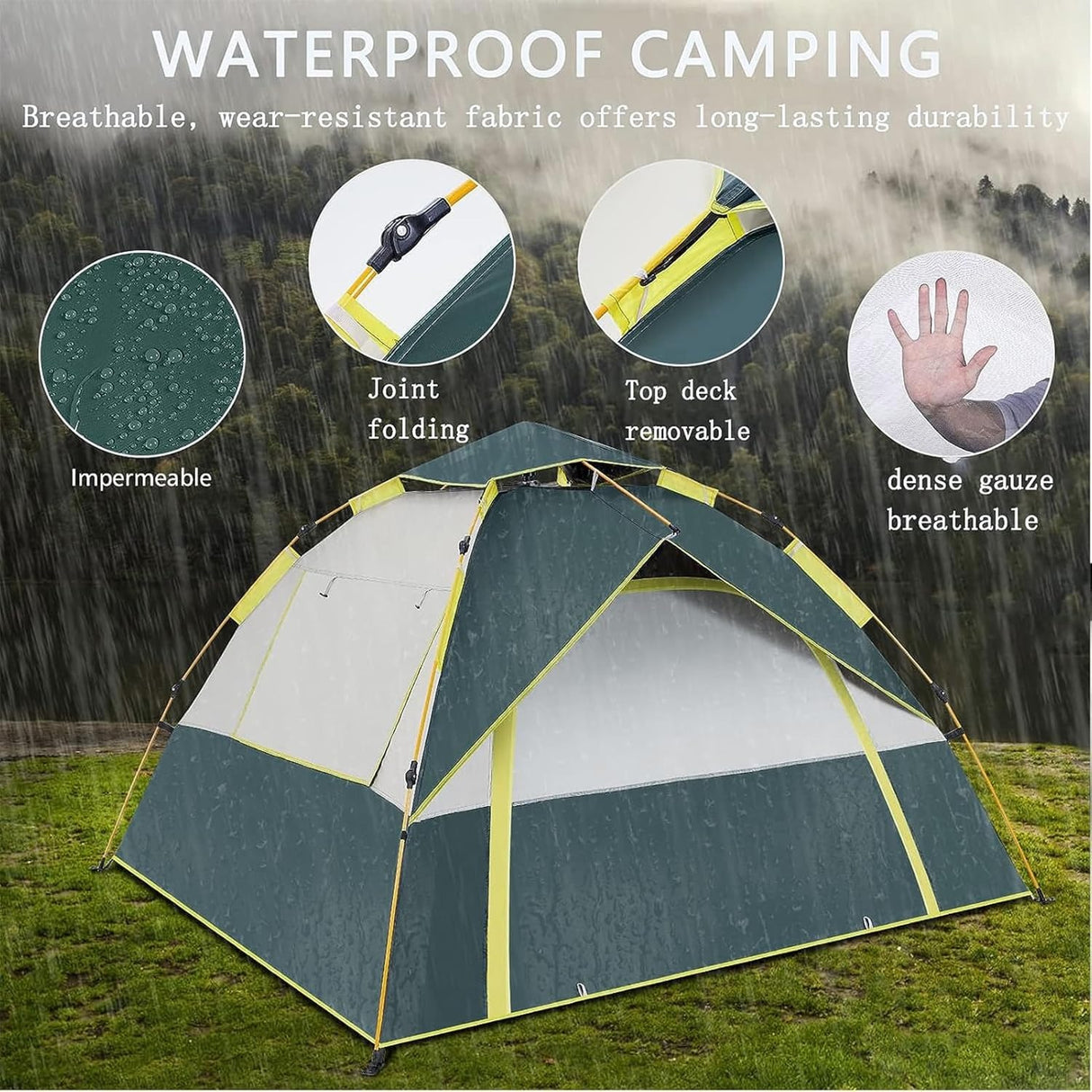 Tents for Camping,3-4 Person Camping Dome Tent, Easy to Set Up, Lightweight Camping Tent, Portable Camping Tent for Outdoor and Backpacking