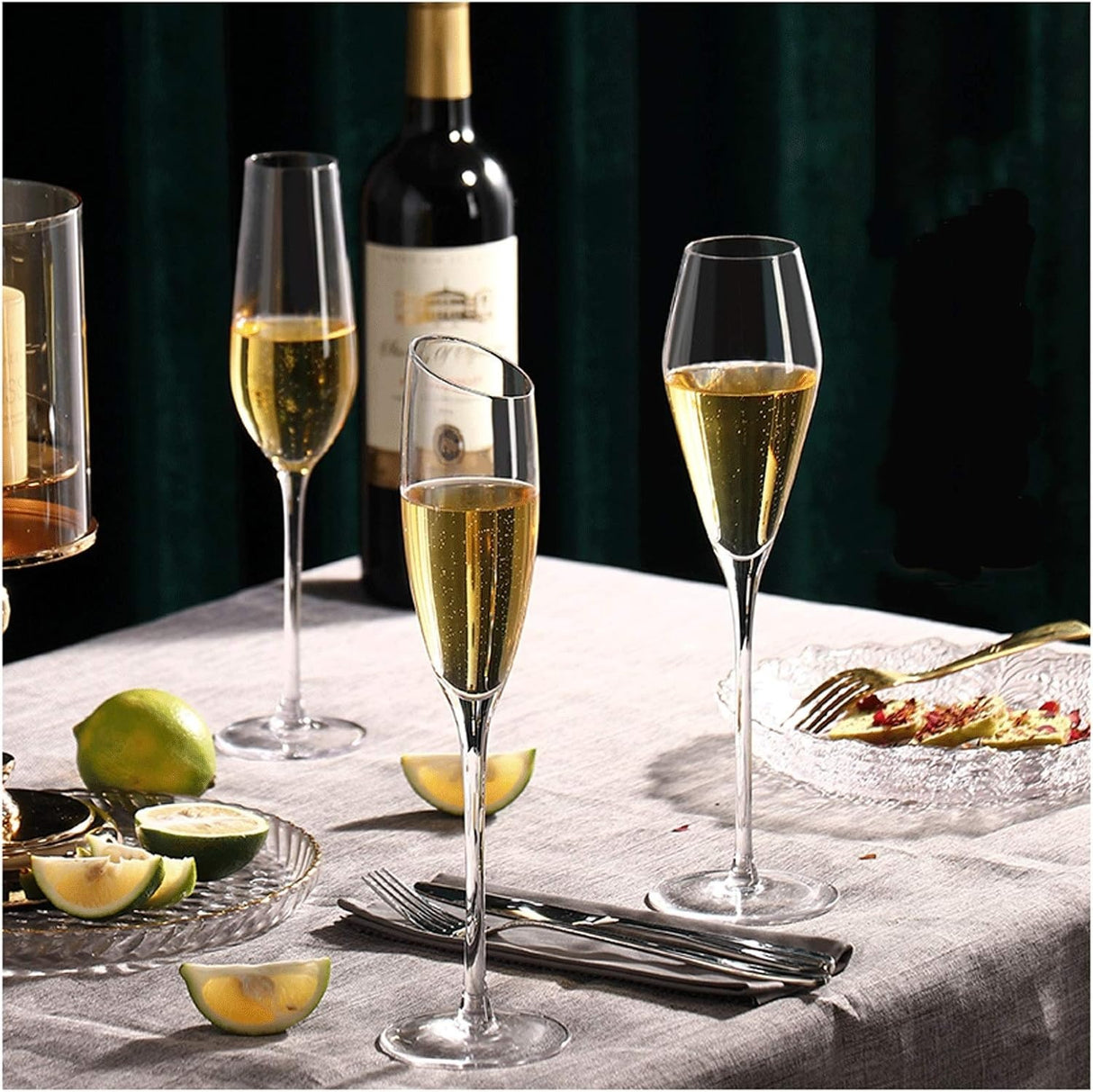 Fine Rim Wine & Champagne Flute Glass - Set of 6 (245 ml)