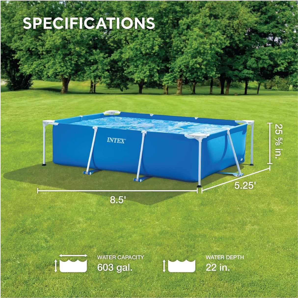 Intex Rectangular Frame Swimming Pool 450 x 220 x 84 cm