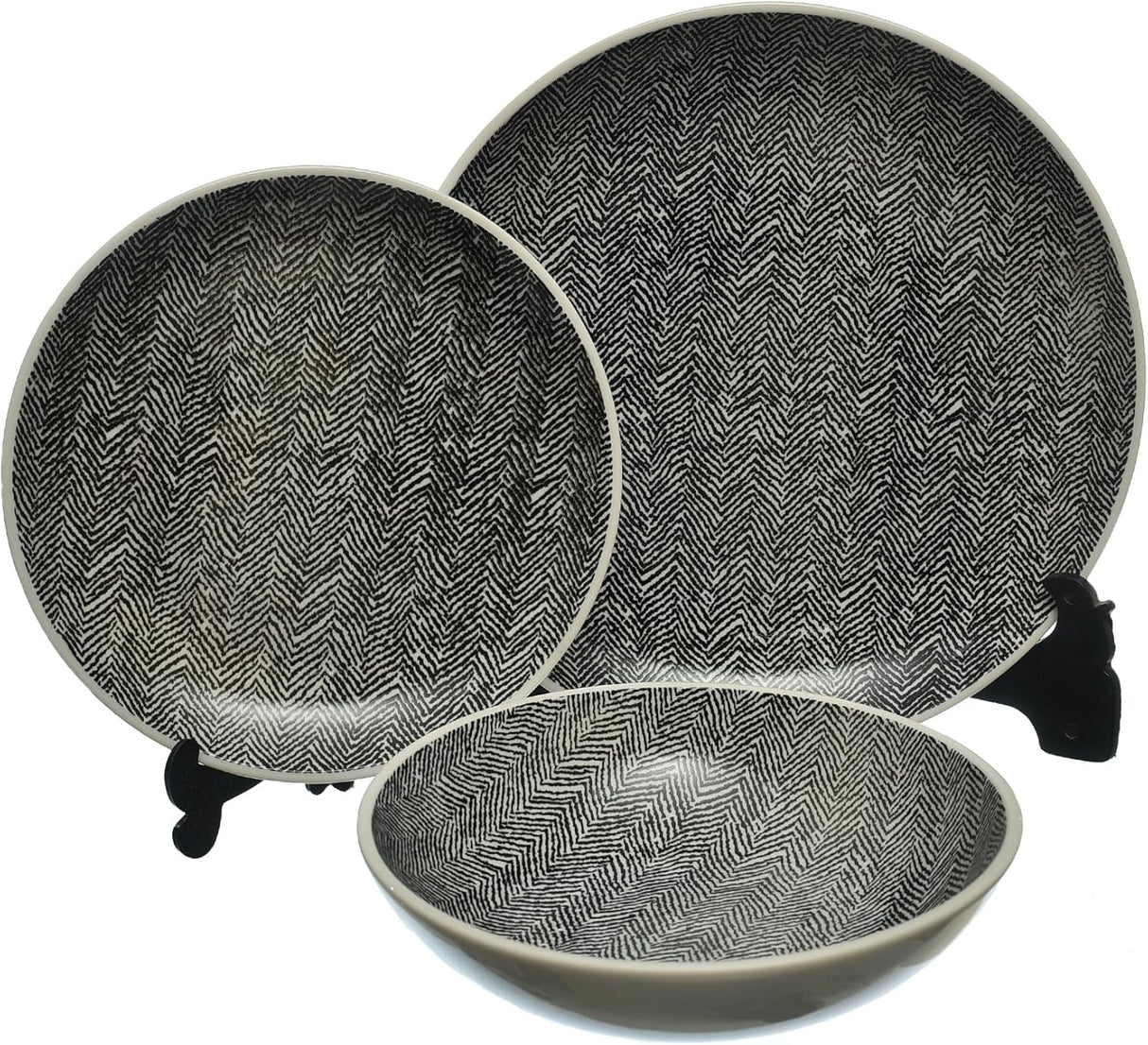 Danny Home 18-Piece Porcelain Dinner Set | 6 Dinner Plates, Dessert Plates & Deep Plates