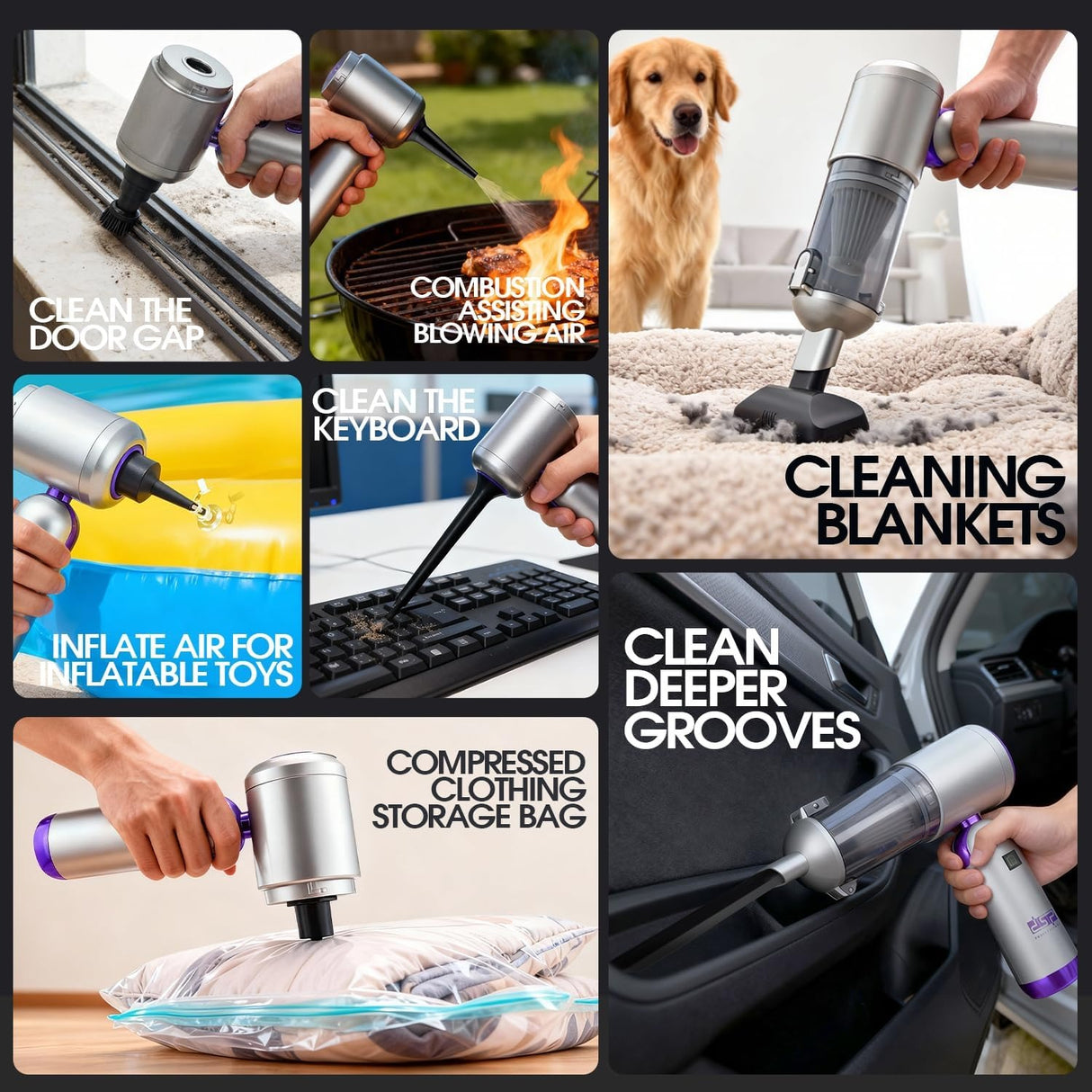 DSP 11-in-1 Handheld Car Vacuum Cleaner, 120W High Power Cordless Vac with 17kPa Suction, Multi-Nozzles for Car, Home, Keyboard, Sofa & Pet