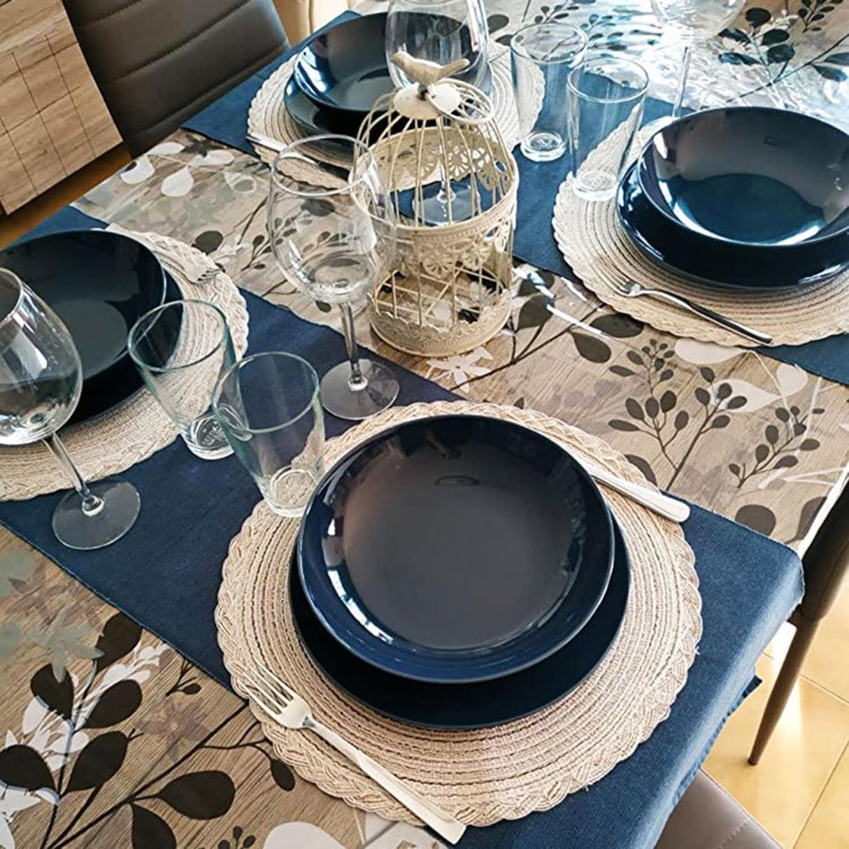 6 Pcs Round Braided Table Mats 38cm Heat Resistant Dining Mats for Hot Dishes