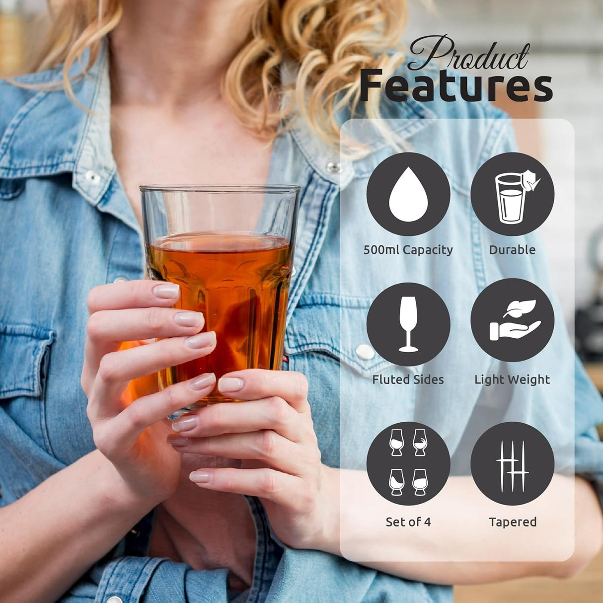 Drinking Water Glasses Set of 6 | Tumbler Water Glass Cups for Everyday 430ml