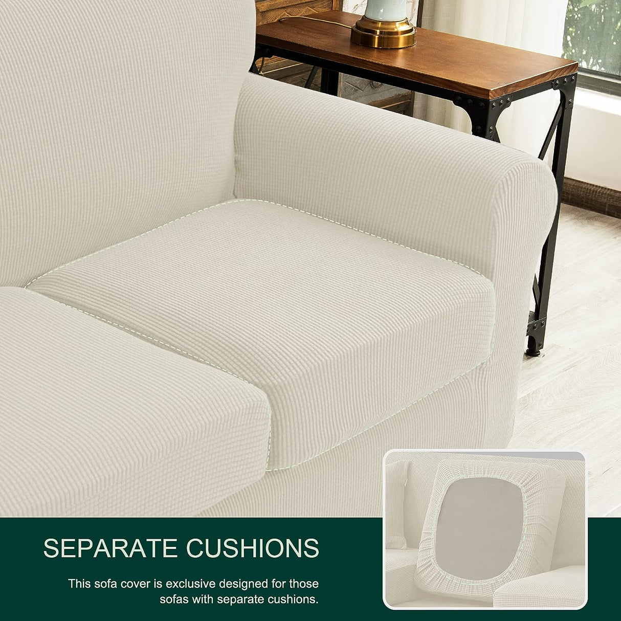Jacquard Sofa Slipcovers seater Cream White