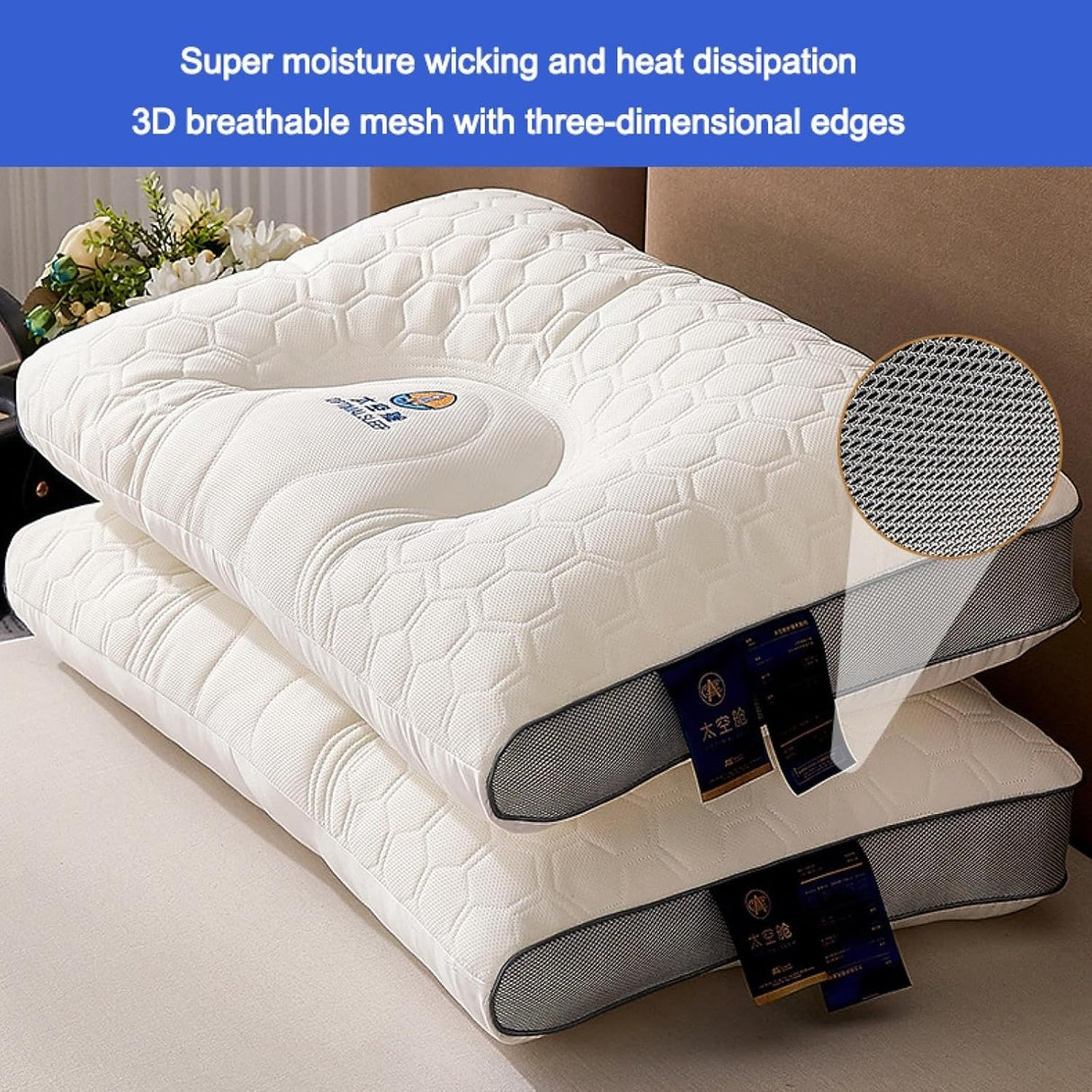 Cervical Pillow Memory Foam Neck Support Pillow with Natural Rubber Core – Ergonomic Single Bed Pillow for Side & Back Sleepers | Pain Relief