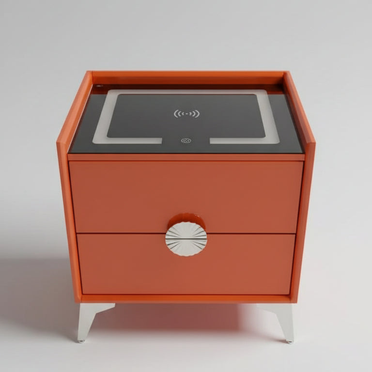 Smart Bedroom Nightstand with USB Charging Station Storage Drawer and Open Shelf