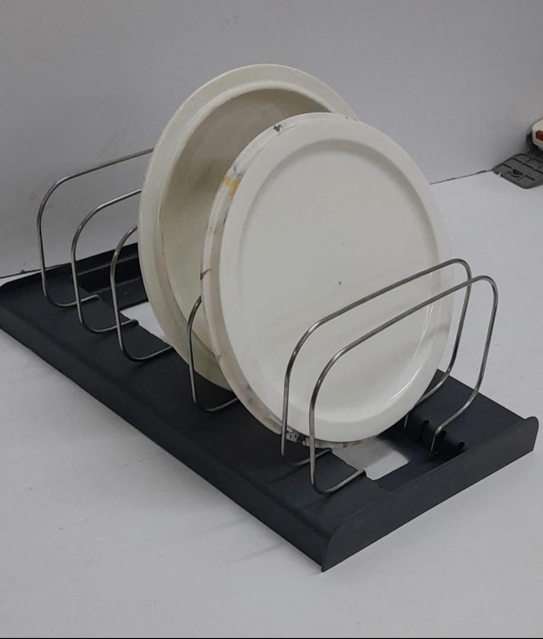 Plate, Lid & Utensil Rack Organiser, Cookware Organiser & Dish Rack with Stainless Steel Dividers