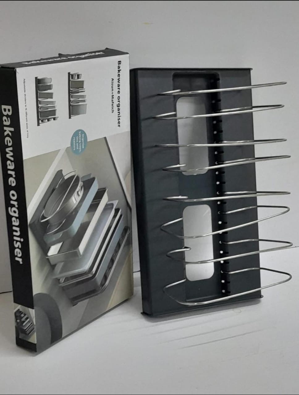 Plate, Lid & Utensil Rack Organiser, Cookware Organiser & Dish Rack with Stainless Steel Dividers