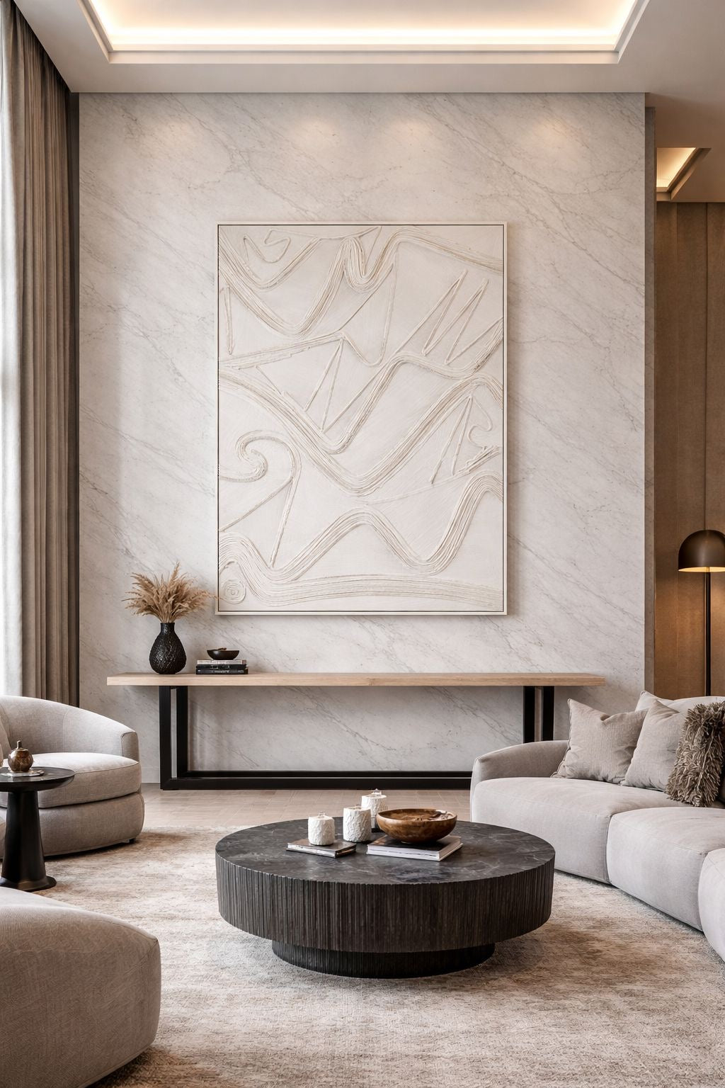 Large Geometric Textured Wall Art – Sculptural 3D Panel 102x142cm