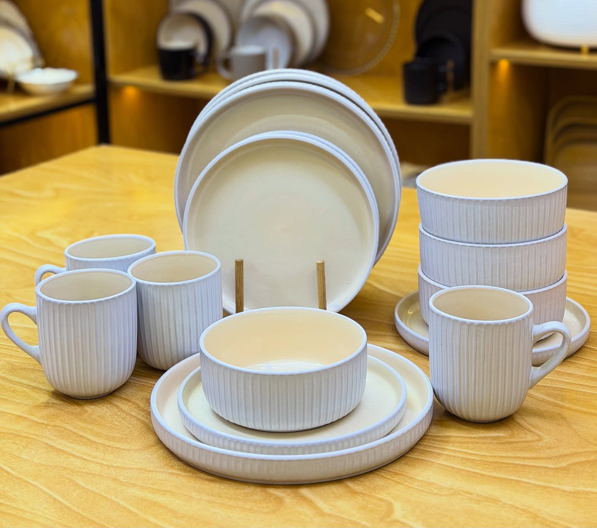 24pc White Double-Glazed Ceramic Dinner Set – Service for 6, Dinner Plates, Side Plates, Soup Bowls & 450ml Mugs Kenya