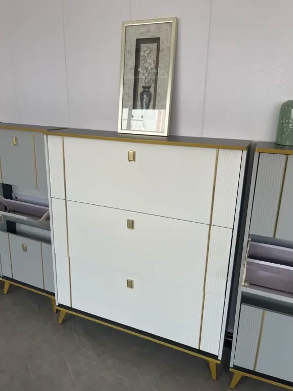 3 Tier Shoe Storage, Shoe Rack Narrow, Hall Shoe Storage Cabinet, Adjustable Partition Wooden Bucket Flip Shoe Cabinet